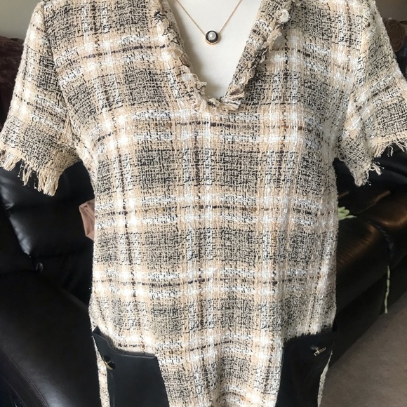 Vneck Tweed like Sheath Dress - Picture 1 of 6